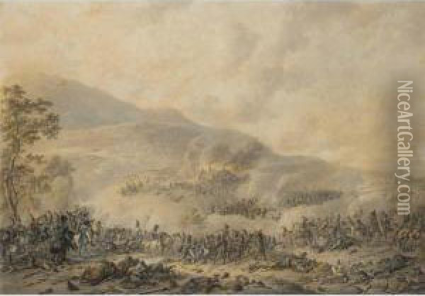 Battle Scene From The Dutch-french War Oil Painting - Dirck Langendijk