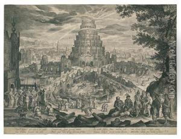 Landscape With Nimrod And The Tower Of Babel. Oil Painting - Jan Van Londerseel