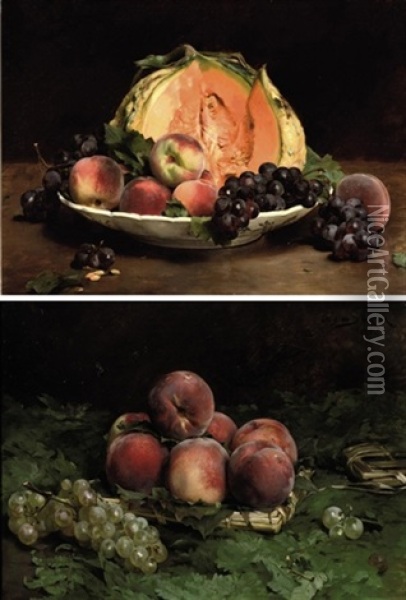 Peches Du Midi; Fruits D'automne Oil Painting - Louis Marie de Schryver