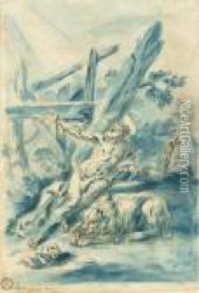 Saint Jerome Avec Un Lion Dans Un Paysage Oil Painting - Gaspare Diziani