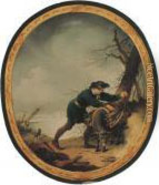 A Peasant Loading Firewood Onto His Mule Oil Painting - Januarius Zick