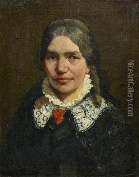 Damenbildnis Mit Schwarzem Schleier Oil Painting - Anselm Friedrich Feuerbach