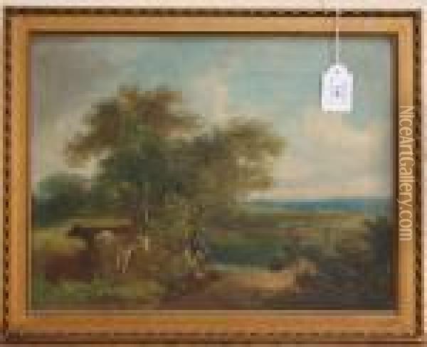Landscape With Figures Oil Painting - Thomas Gainsborough