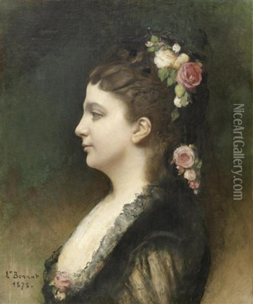 Portrait Einer Schonen Dame Oil Painting - Leon Bonnat