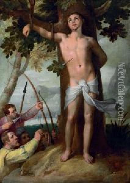 The Miracle Of Saint Sebastian Oil Painting - Cornelis Cornelisz Van Haarlem