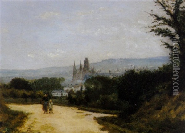 Rouen, Vue De Mont Gargan Oil Painting - Stanislas Lepine
