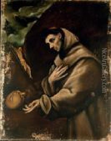 Saint Francis In Prayer Oil Painting - El Greco (Domenikos Theotokopoulos)