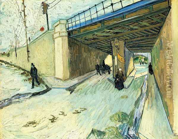 The Railway Bridge Over Avenue Montmajour Arles Oil Painting - Vincent Van Gogh