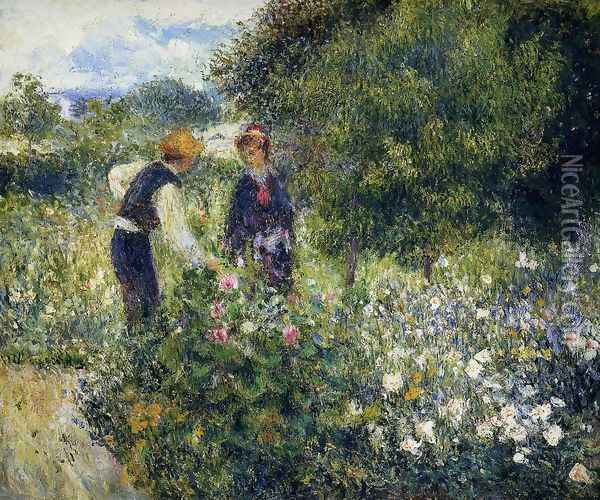 Picking Flowers Oil Painting - Pierre Auguste Renoir