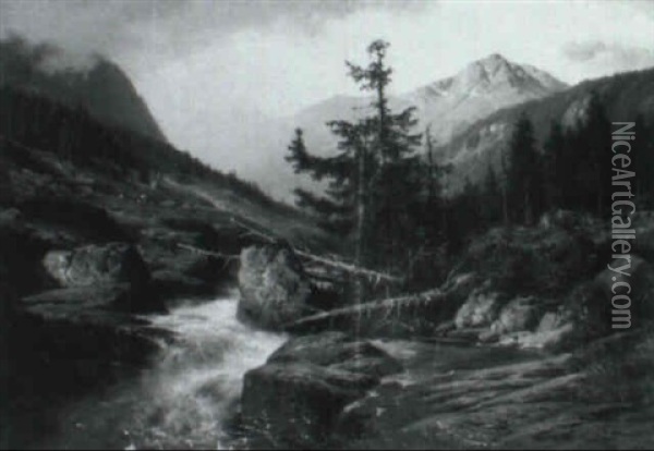 View In The Tyrol Oil Painting - Georg Engelhardt