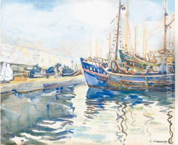Dans Le Port D'alger . Oil Painting - Leon Cauvy
