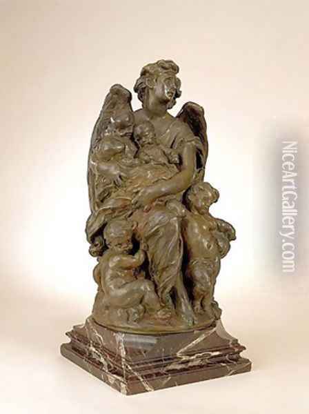 Guardian Angel: Study For Monument Commemorating Queen Victoria's Grandchildren Oil Painting - Jules Dalou