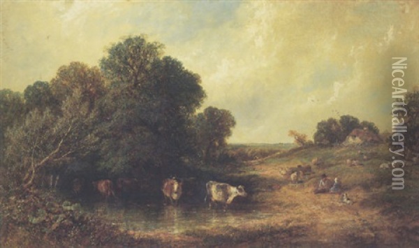 An English Idyll Oil Painting - James E. Meadows