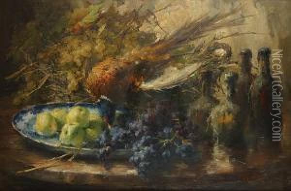 Stilleven Met Fazant En Fruit Oil Painting - Frans Mortelmans