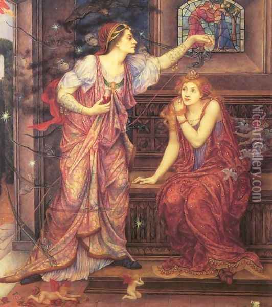 Queen Eleanor and Fair Rosamund Oil Painting - Evelyn Pickering De Morgan