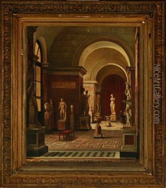 Interior From Louvre, In The Back Venus De Milo Oil Painting - Morten Jepsen