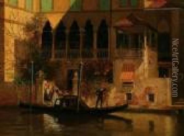 Gondolier In Venice Scene Oil Painting - Antonietta Brandeis