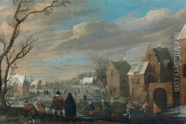 Scene De Patinage Oil Painting - Joost Cornelisz. Droochsloot