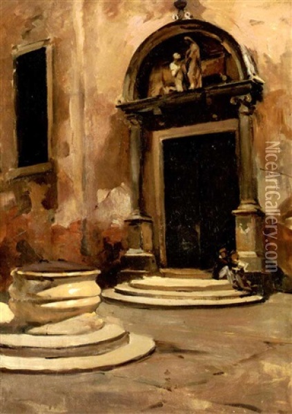 Entrance Of Little Church Oil Painting - Ralph Wormeley Curtis