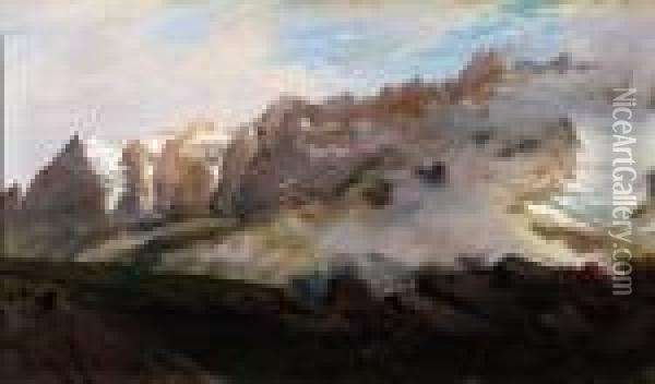 Fioritura Di Rododendri In Montagna Oil Painting - Leonardo Roda