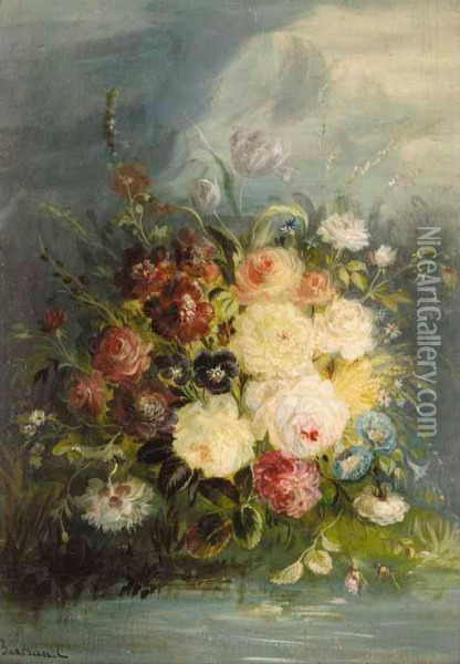 Still Life Of Flowers Oil Painting - Bertrand-Georges Bayle