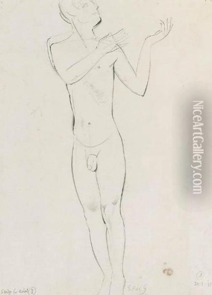 Study For Ariel 3 Oil Painting - Eric Gill