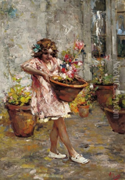 Ein Schwerer Blumentopf Oil Painting - Vincenzo Irolli