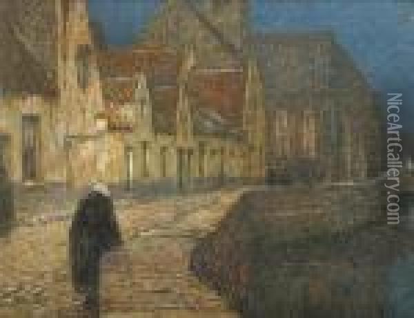 Nachtwandeling Te Brugge Oil Painting - Hendrick, Henri Cassiers