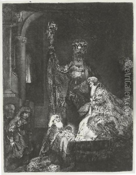The Presentation In The Temple In The Dark Manner Oil Painting - Rembrandt Van Rijn