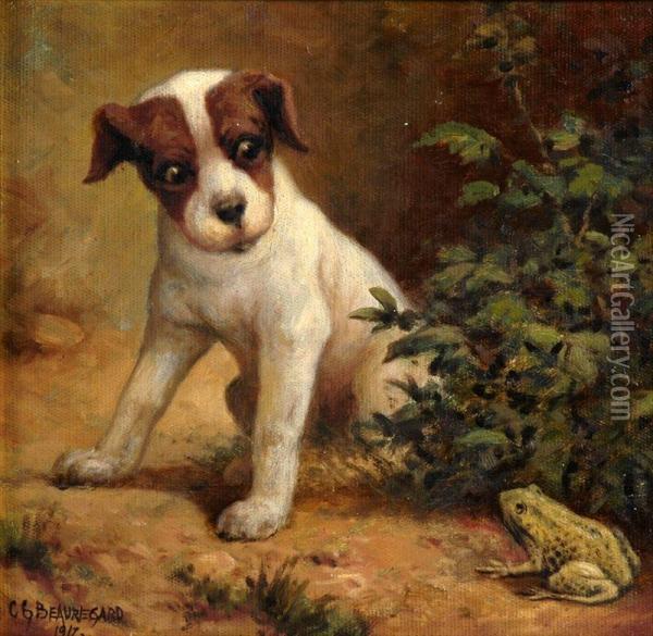 Terrier And Toad Oil Painting - Charles Grant Beauregard