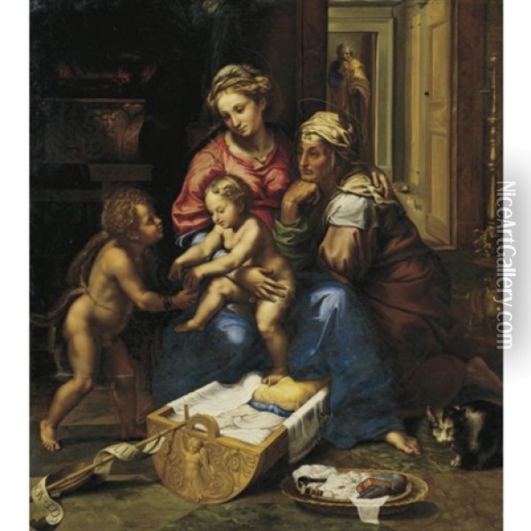 The Madonna Della Gatta Oil Painting - Giulio Romano