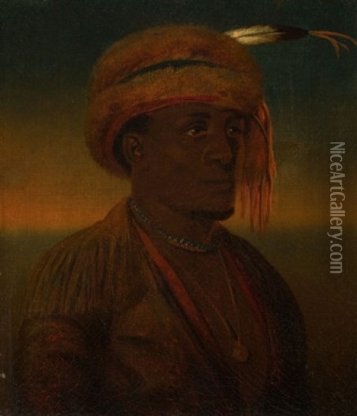 Portrait Of A Native American (portrait Of A Half Breed) Oil Painting - Charles Wimar