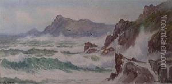 Cornishcoastal Scene Oil Painting - Douglas Houzen Pinder