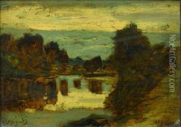 Paysage A L'etang Oil Painting - Henri-Joseph Harpignies