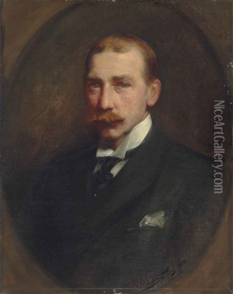 Portrait Of (william) Lockett Agnew (1858-1918), Half-length Oil Painting - Sir Samuel Luke Fildes