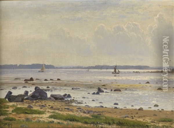 Danische Ostseekuste Am Roskildefjord, Seeland Oil Painting - Anton Erik Christian Thorenfeld