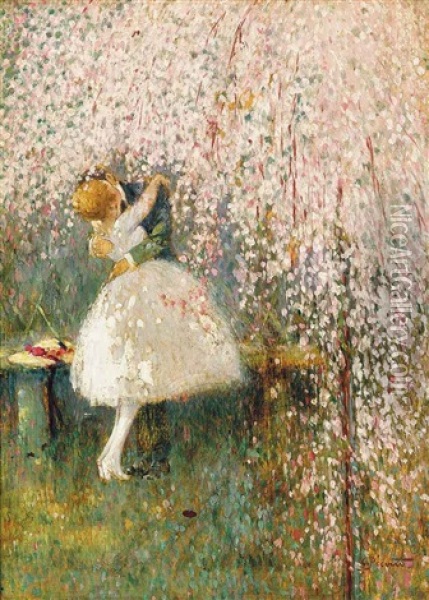 Romance Under The Blossom Tree Oil Painting - Georges Picard