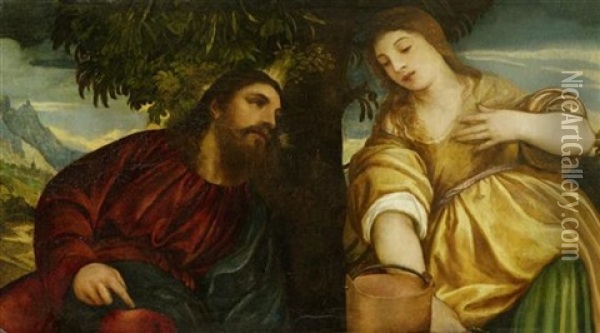 Jesus Und Die Samariterin Oil Painting - Bonifazio de Pitati