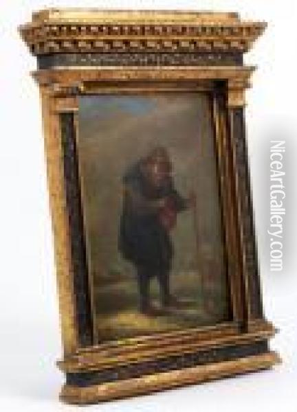 Alter Mann Mit Feuerbecken Und Wanderstab Oil Painting - David The Younger Teniers