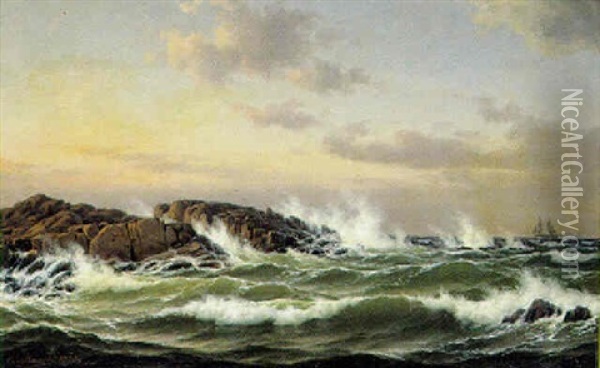Maine Ved Klippekyst Oil Painting - Carl Emil Baagoe