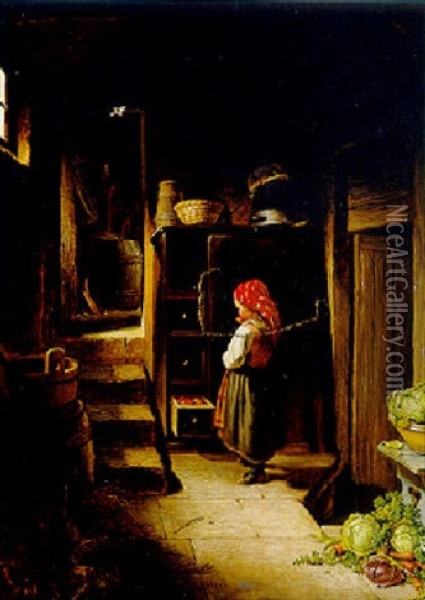 Die Versuchung Oil Painting - Wilhelm Emil Robert Heck