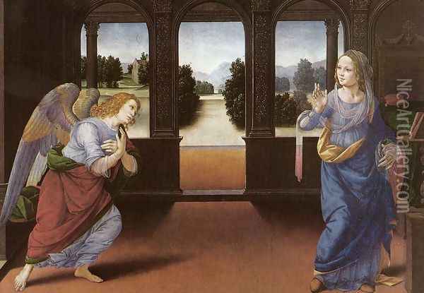 Annunciation (detail) 1480-85 Oil Painting - Lorenzo Di Credi