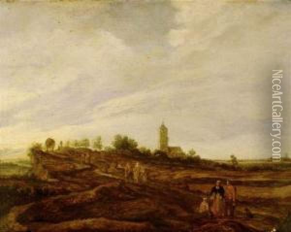 Paysans Se Rendant Au Village.. Oil Painting - Pieter De Molijn