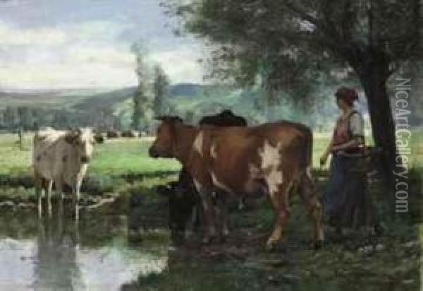 La Gardeuse De Vaches Oil Painting - Julien Dupre