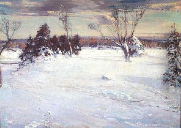 Winter Landscape Oil Painting - Peleg Franklin Brownell