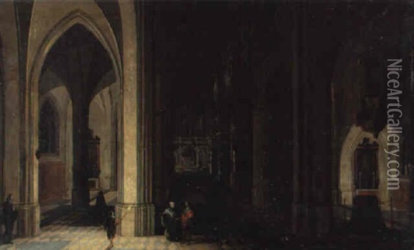 Scene D'interieur D'eglise Gothique Oil Painting - Peeter Neeffs the Elder