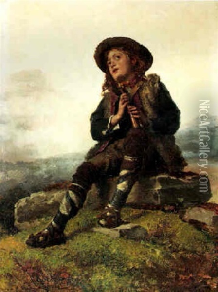 Neopolitan Shepherd Boy Oil Painting - Theodore Gerard