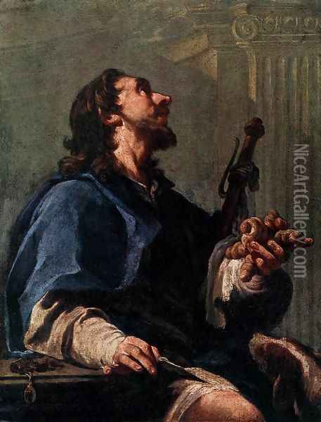 St Roch Oil Painting - Giovanni Battista Pittoni the younger
