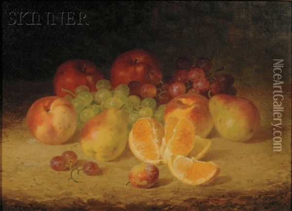 Still Life With Apples, Pears, Peaches, Plum, Orange, And Grapes Oil Painting - Bryant Chapin