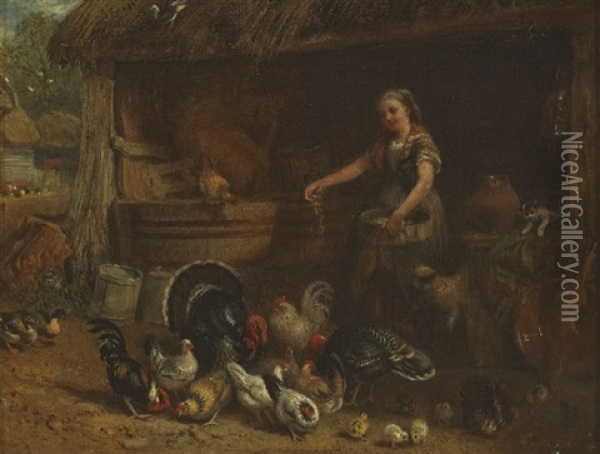 The Poultry Yard Oil Painting - John Henry Dell
